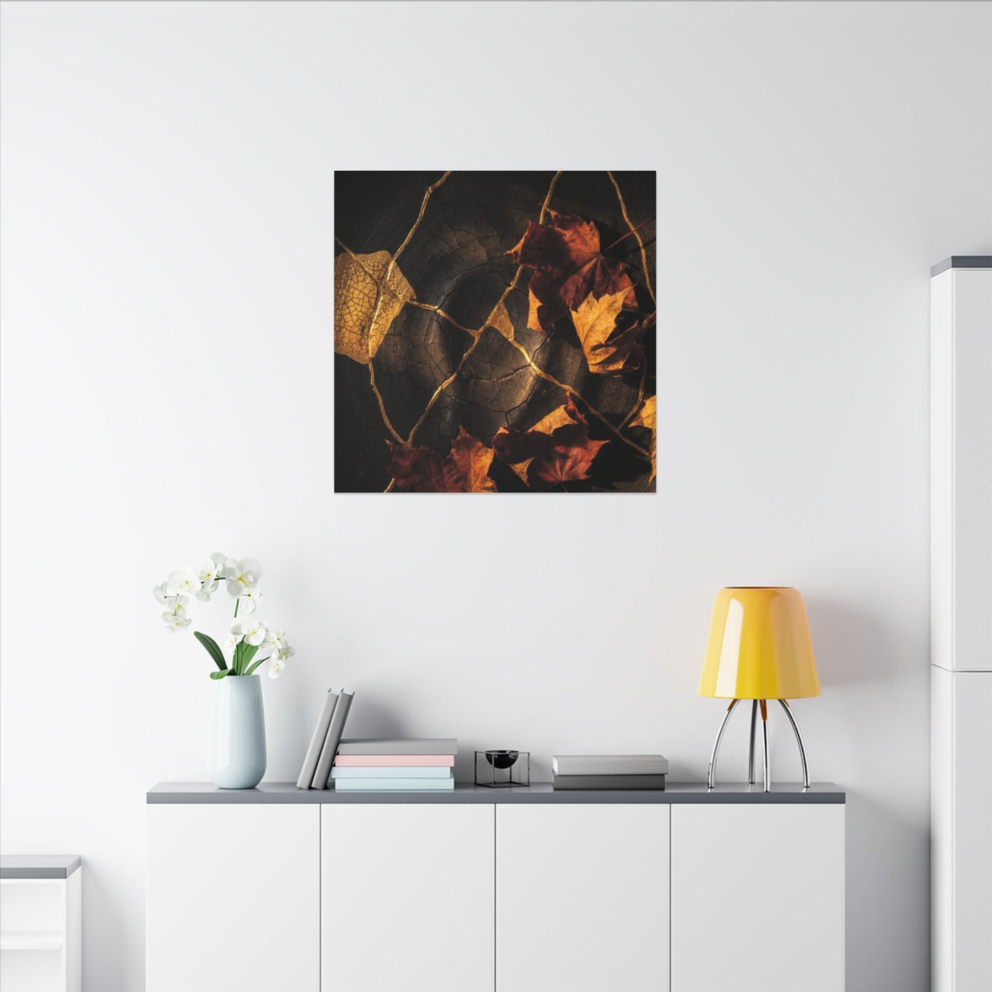 Resilient Shadow Play Canvas Art - Crackle Gold Kintsugi