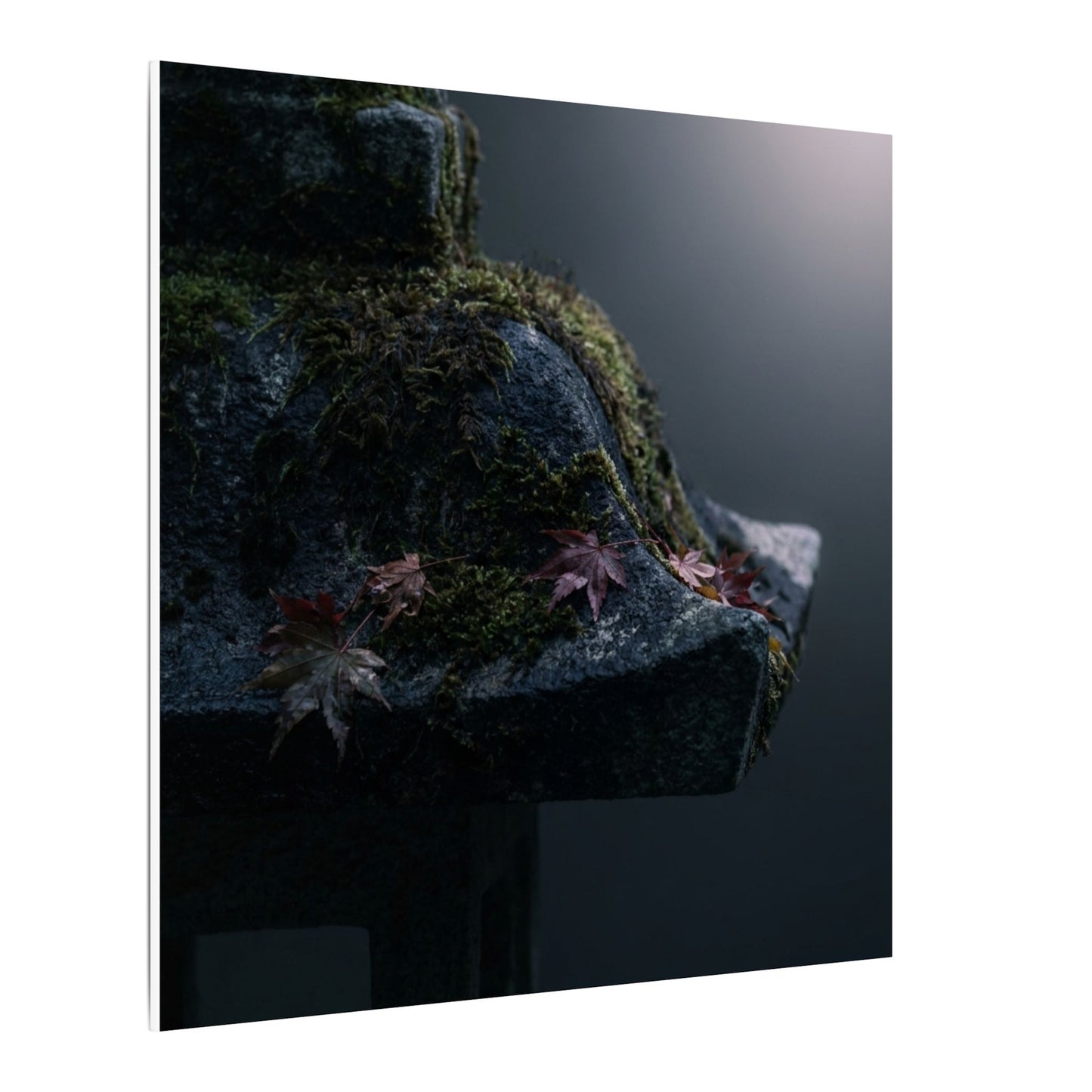 Stone Lantern Moody Minimal Canvas Art | Sophisticated Dark Japandi Art