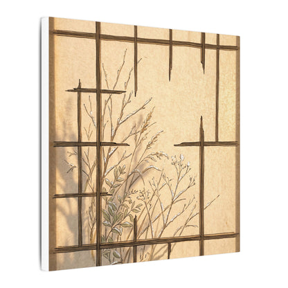 Shoji Screen Canvas Art | Winter Japandi Minimal Line Art