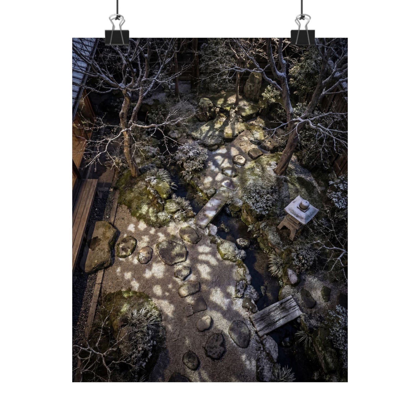 Moonlit Garden Wall Art Print | Winter Japandi Japanese Pattern Art Art Print