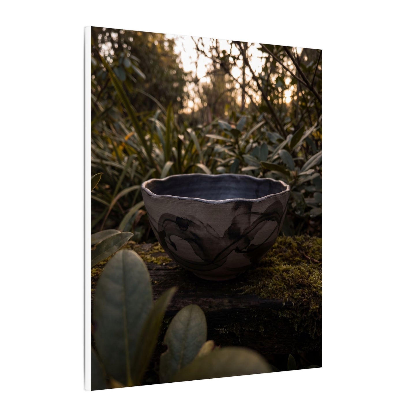Ceramic Bowl Canvas Art | Summer Dark Japandi Charcoal Ink Art