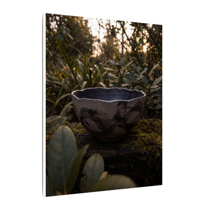 Ceramic Bowl Canvas Art | Summer Dark Japandi Charcoal Ink Art