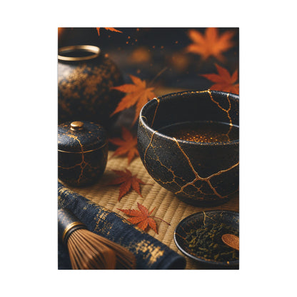 Seijaku Tea Ceremony Canvas Art - Kintsugi Gold Repair