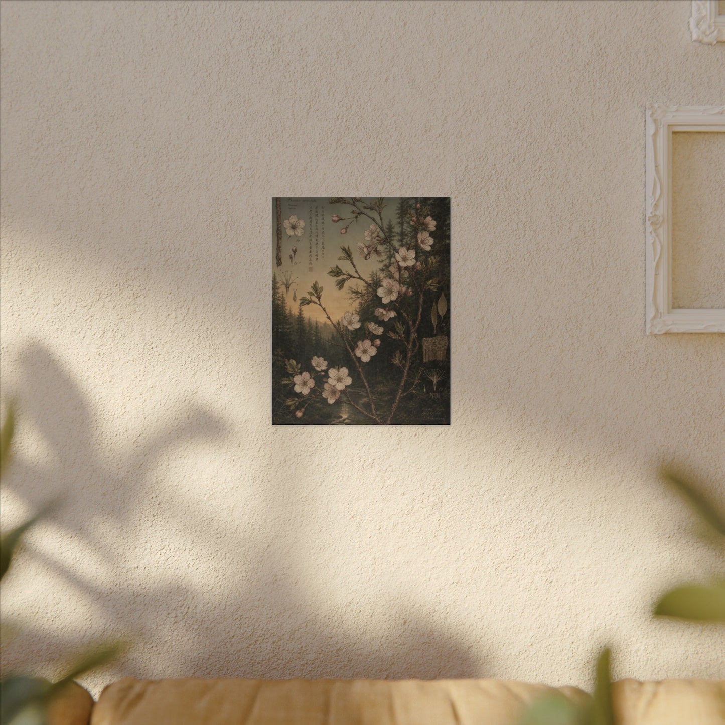 Spring Cherry Blossom Herbarium Canvas Art | Nostalgic Decor