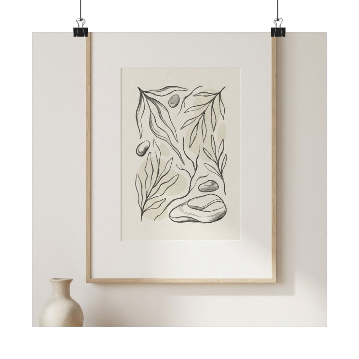 Japandi Charcoal Wall Art Print