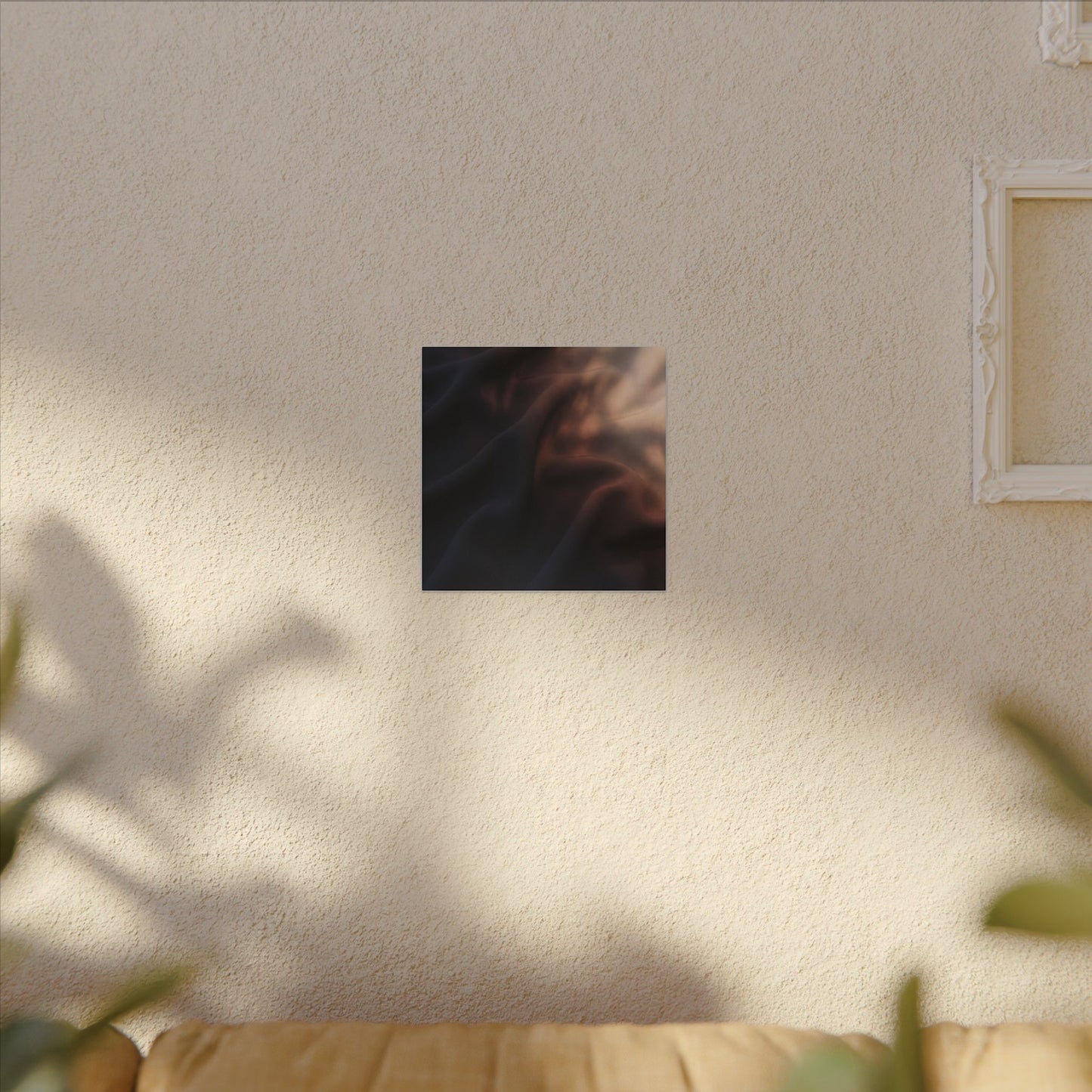 Dark Japandi Silk Drape in Dawn | Shadow Zen Canvas Art