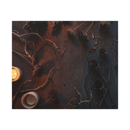 Dried Flowers Canvas Art | Winter Dark Japandi Moody Minimal Art