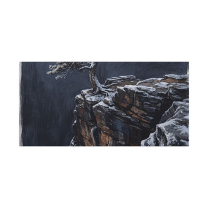 Dark Japandi Pine Tree in Dawn | Dark Texture Canvas Art