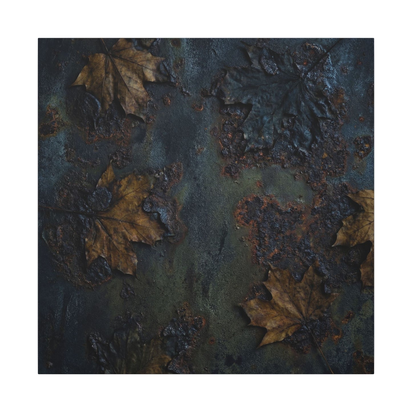 Shibui Rust Patina Canvas Art - Dark Japandi Charcoal Ink
