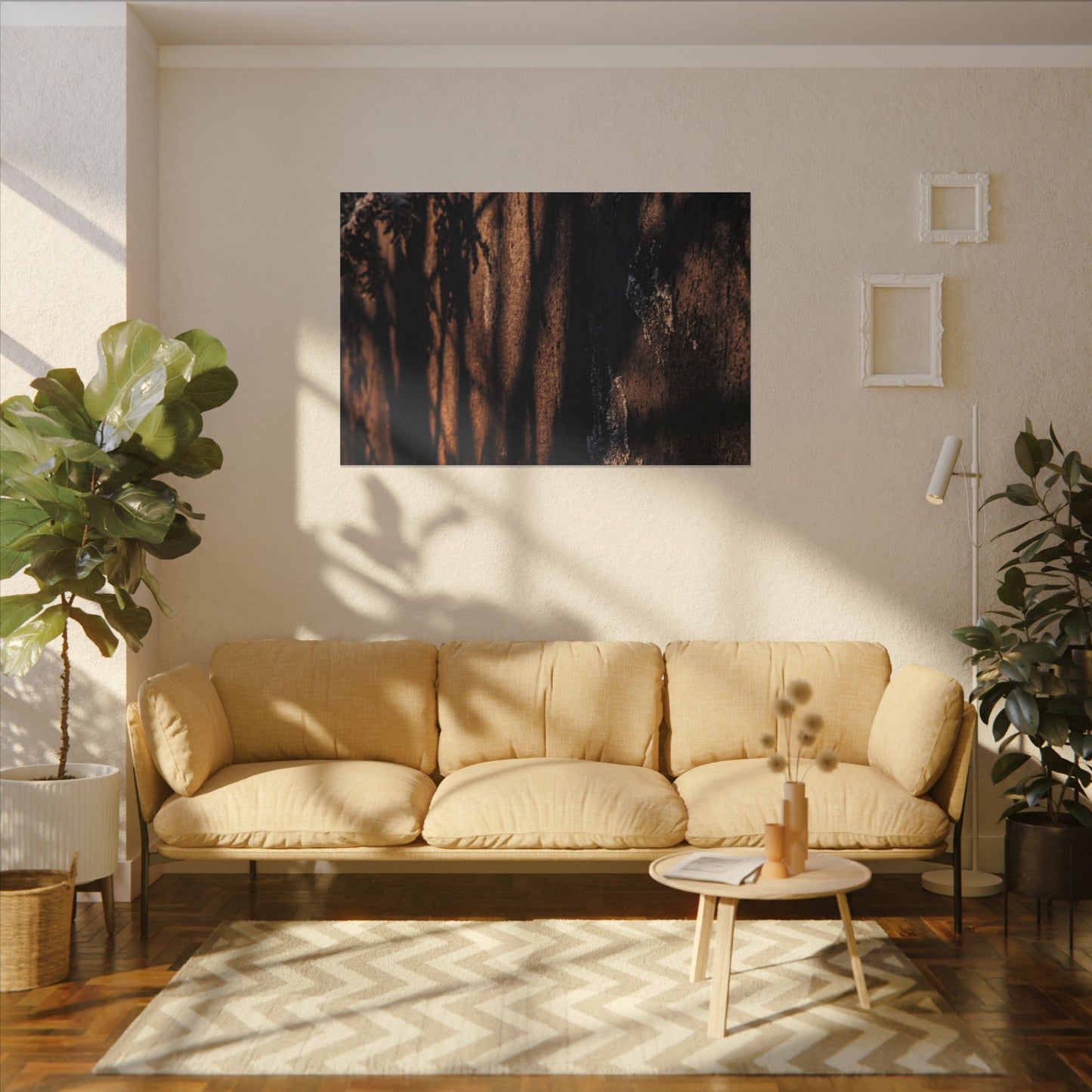 Golden Hour Shadow Play Canvas Art - Dark Japandi Fukinsei