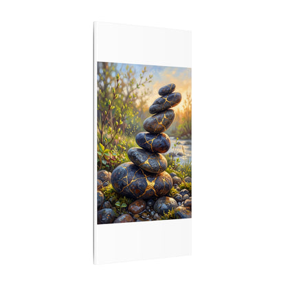 Spring River Stones Gold Repair Canvas Art | Healing Decor