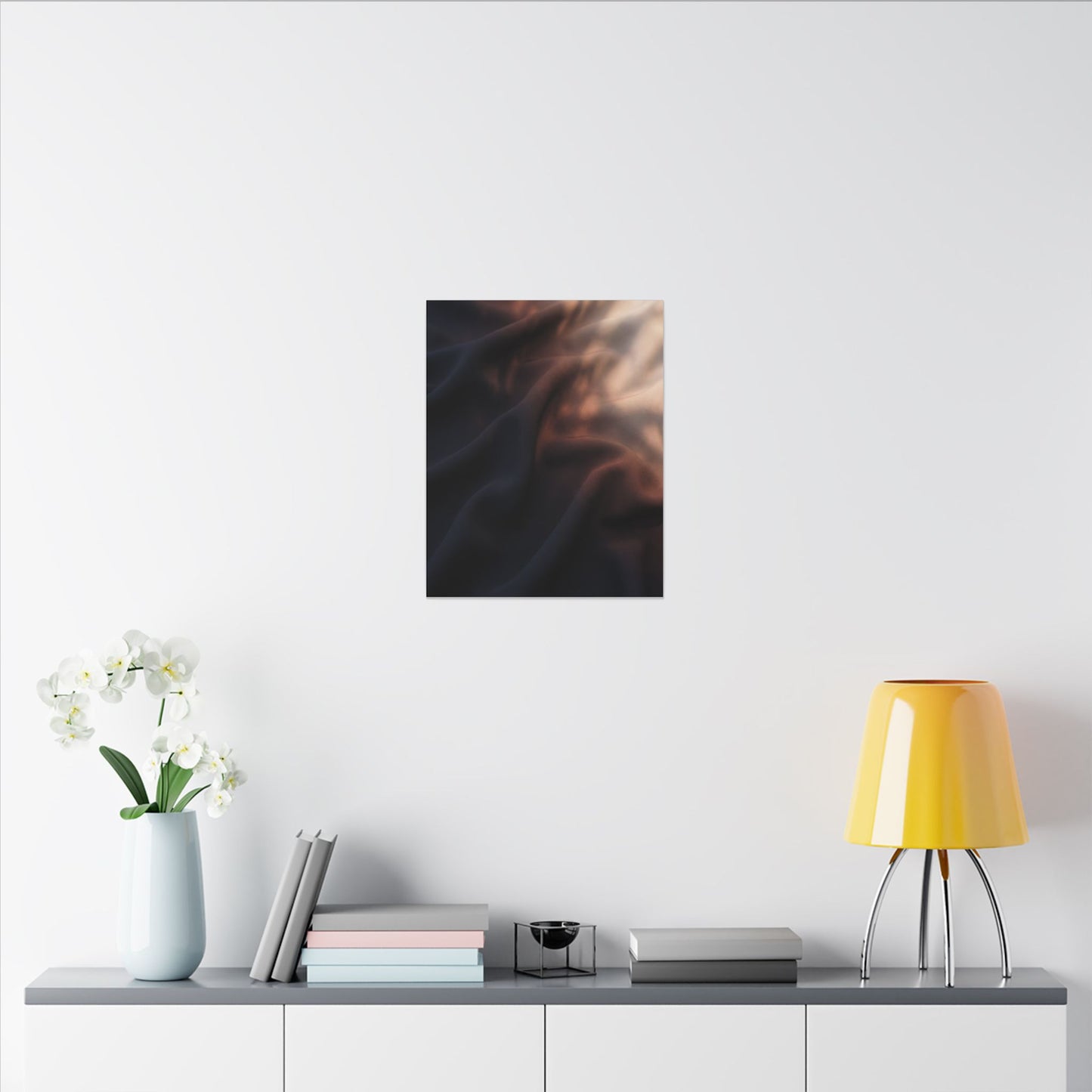 Dark Japandi Silk Drape in Dawn | Shadow Zen Canvas Art