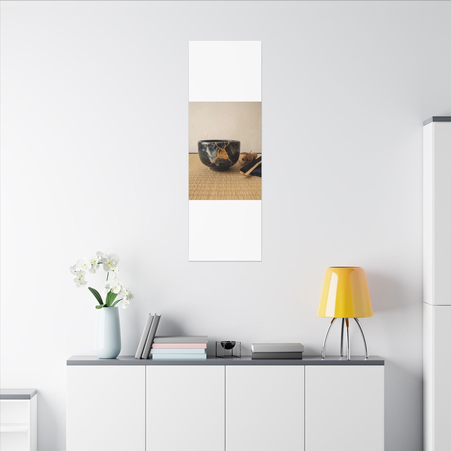 Kanso Tea Ceremony Canvas Art - Kintsugi Gold Vein Art Print