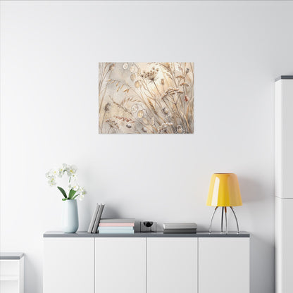 Winter Dried Flowers Watercolor Canvas Art | Warm Decor