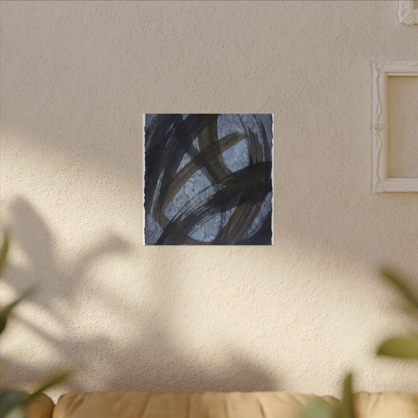 Ink Brushstroke Canvas Art | Winter Dark Japandi Shadow Zen Art