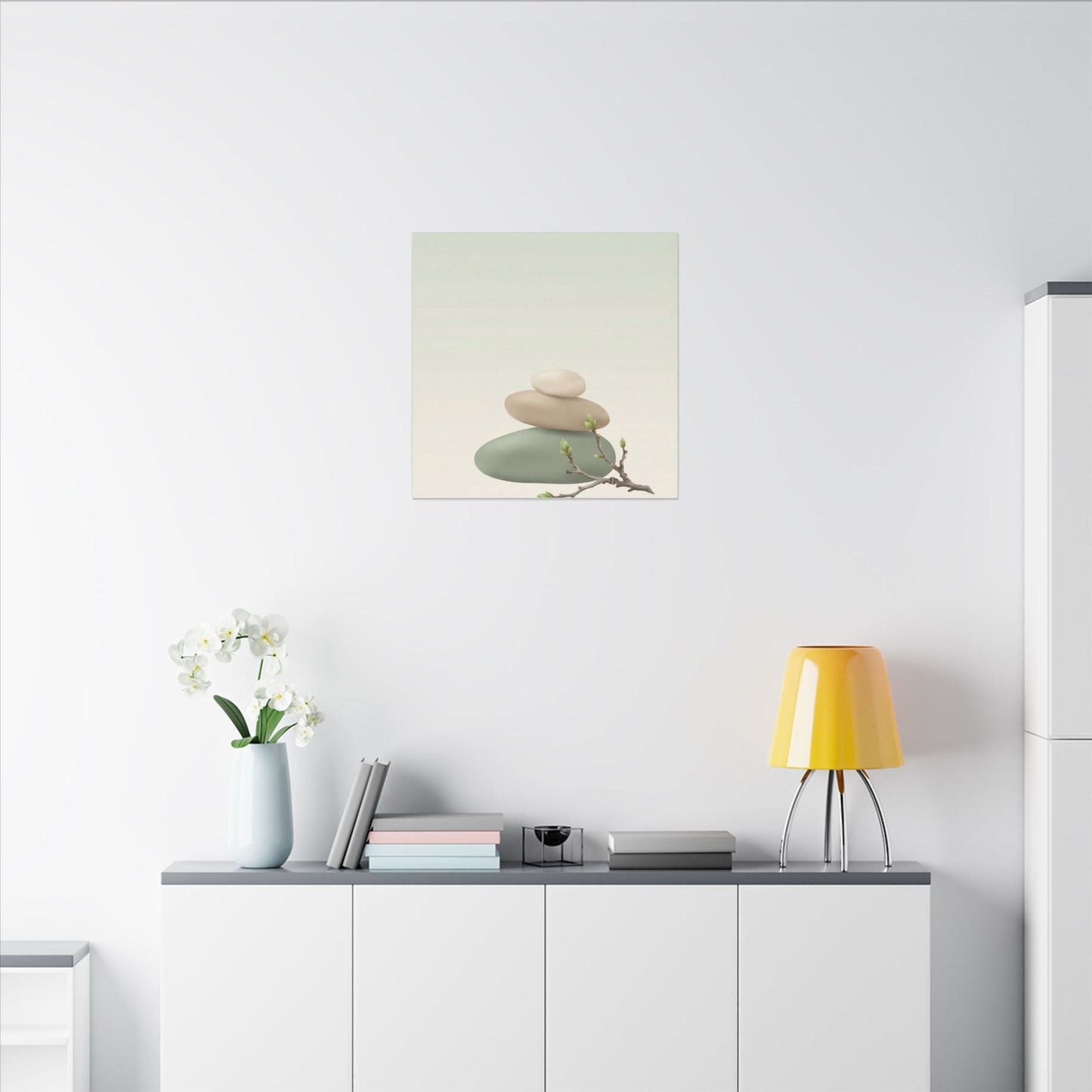 Dawn River Stones Canvas Art - Japandi Fukinsei