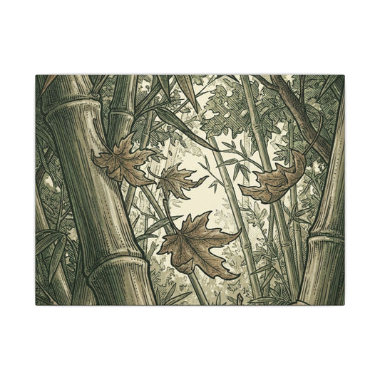 Bamboo Grove Vintage Botanical Canvas Art | Nostalgic Cottagecore Art