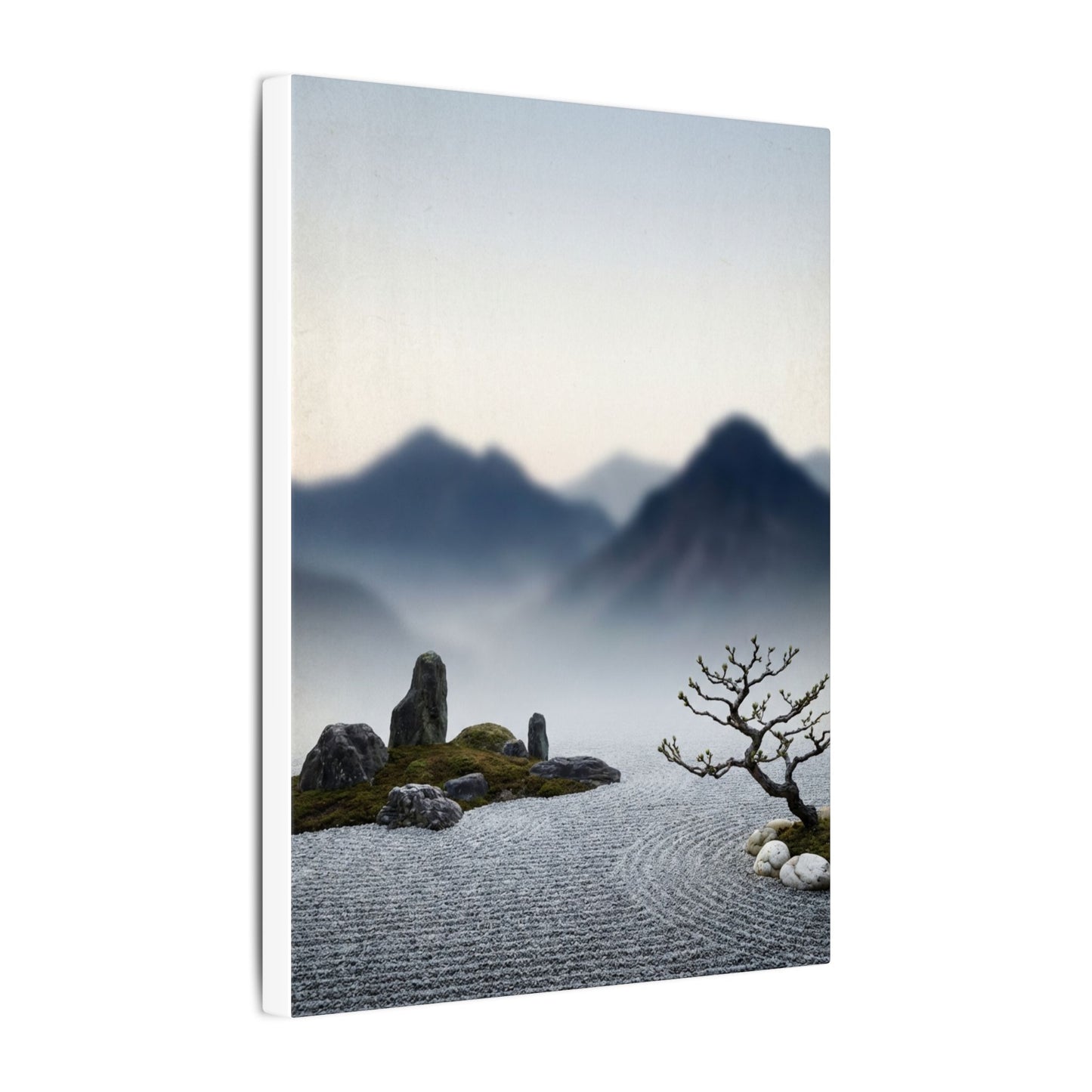 Mountain Mist Karesansui Canvas Art | Contemplative Zen Art