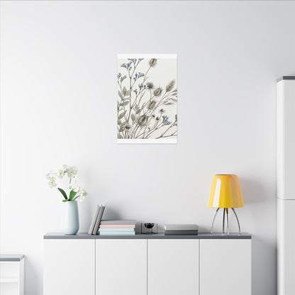 Dried Flowers Canvas Art | Summer Japandi Watercolor Art