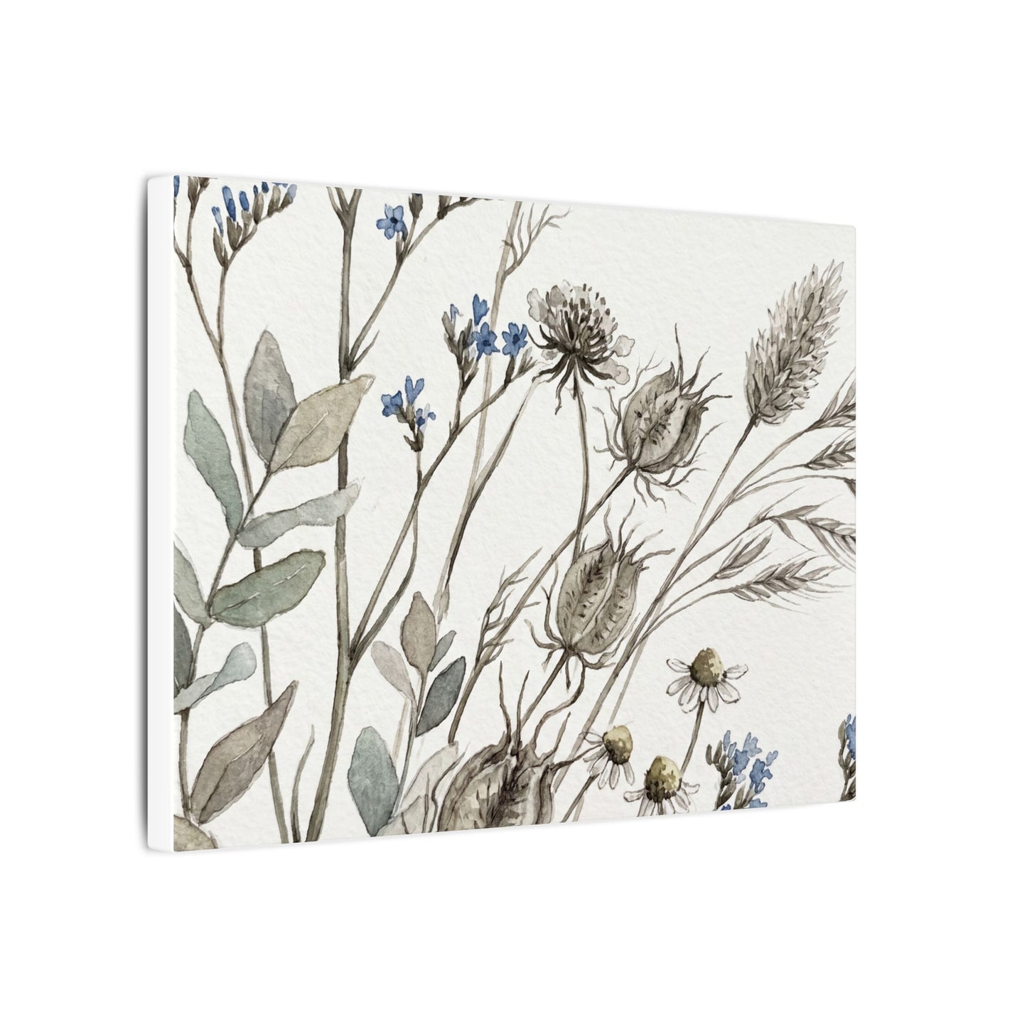 Dried Flowers Canvas Art | Summer Japandi Watercolor Art