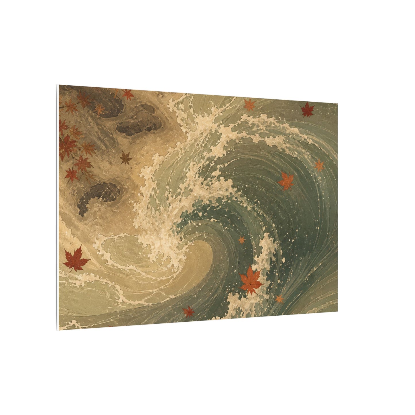 Japandi Ocean Wave in Candlelight | Japanese Pattern Canvas Art