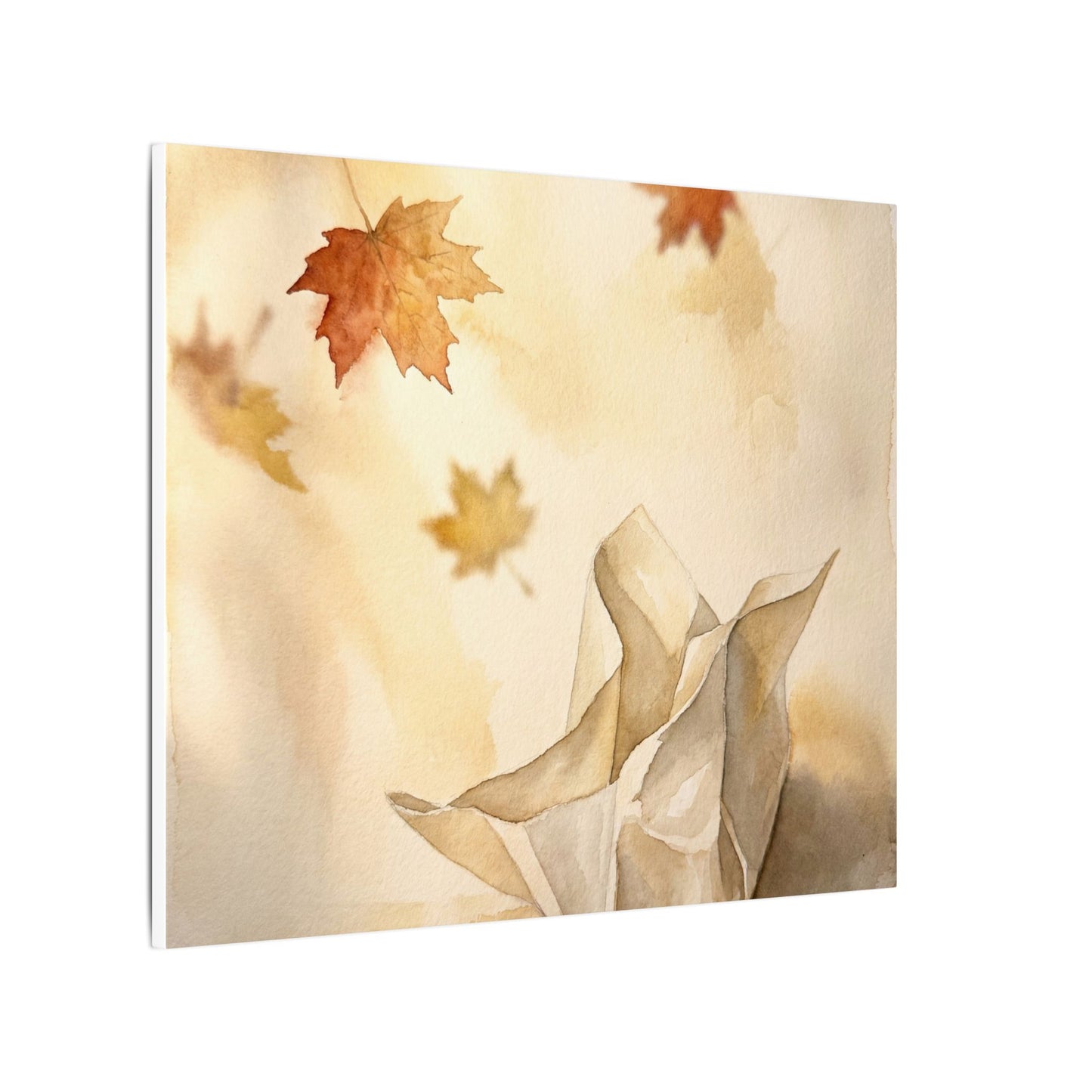 Japandi Paper Fold in Golden Hour | Watercolor Canvas Art