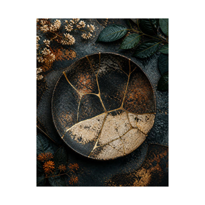 Kintsugi Rust Patina in Dawn | Gold Repair Wall Art Print