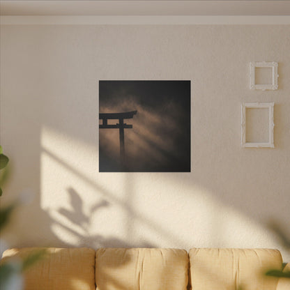 Torii Gate Shadow Zen Canvas Art | Bold Dark Japandi Art