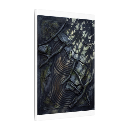 Rock Garden Canvas Art | Winter Dark Japandi Dark Texture Art