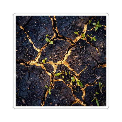 Seijaku Cracked Earth Sticker - Kintsugi Crackle Gold