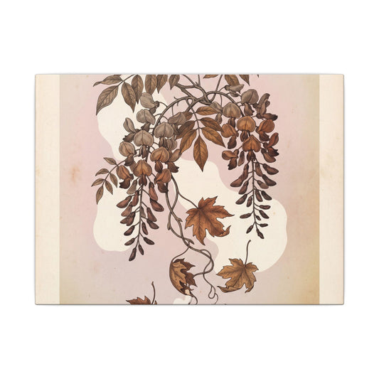 Wisteria Canvas Art | Autumn Cottagecore Vintage Botanical Art
