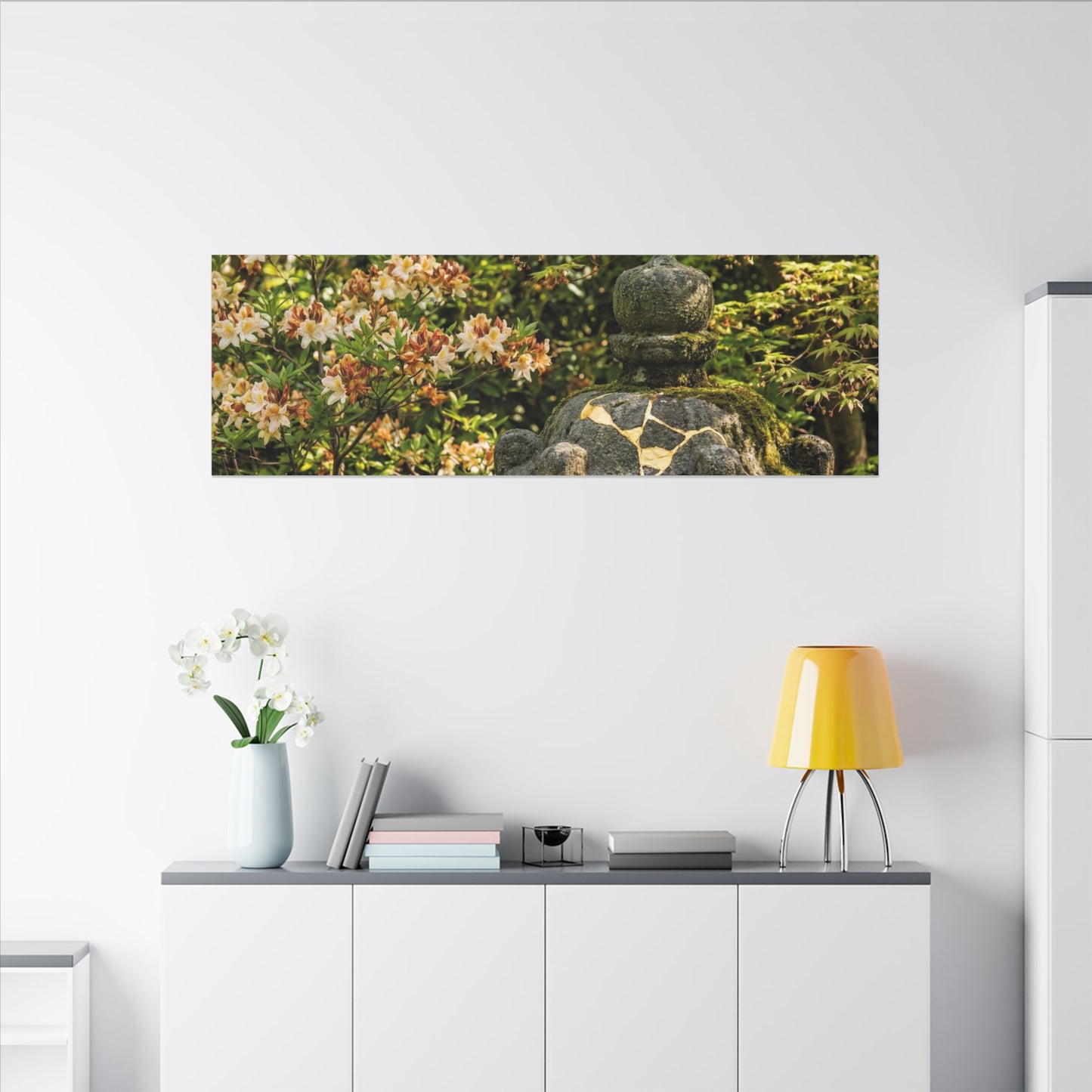 Spring Stone Lantern Gold Repair Canvas Art | Beautiful Decor