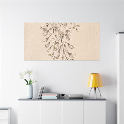 Japandi Wisteria in Golden Hour | Minimal Line Canvas Art