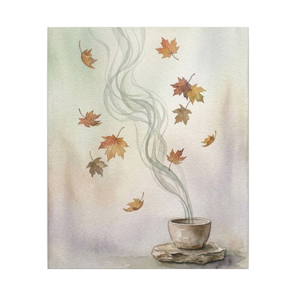 Incense Smoke Canvas Art | Autumn Japandi Watercolor Art