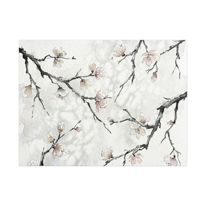 Cherry Blossom Canvas Art | Winter Japandi Watercolor Art