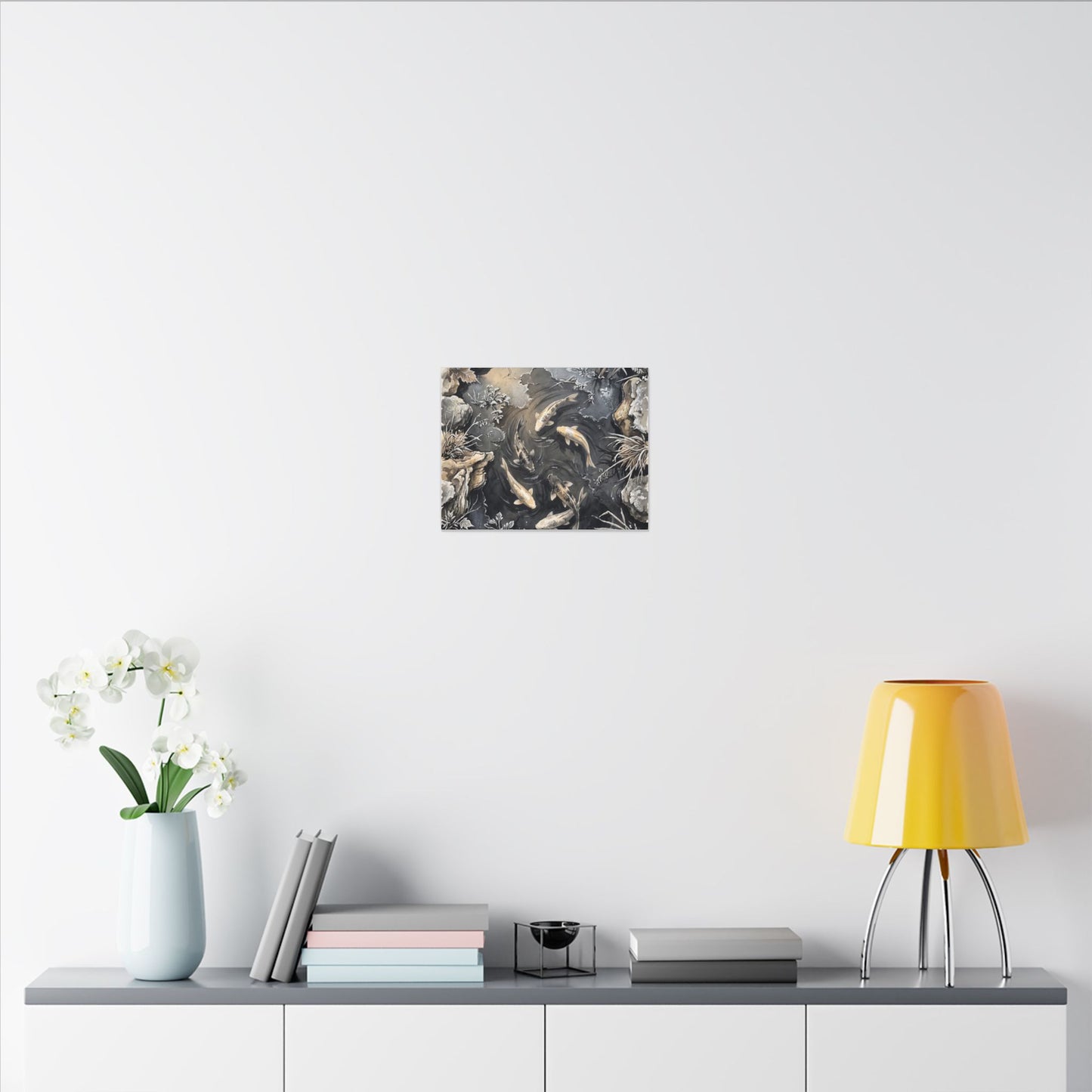 Koi Pond Canvas Art | Winter Japandi Japanese Pattern Art