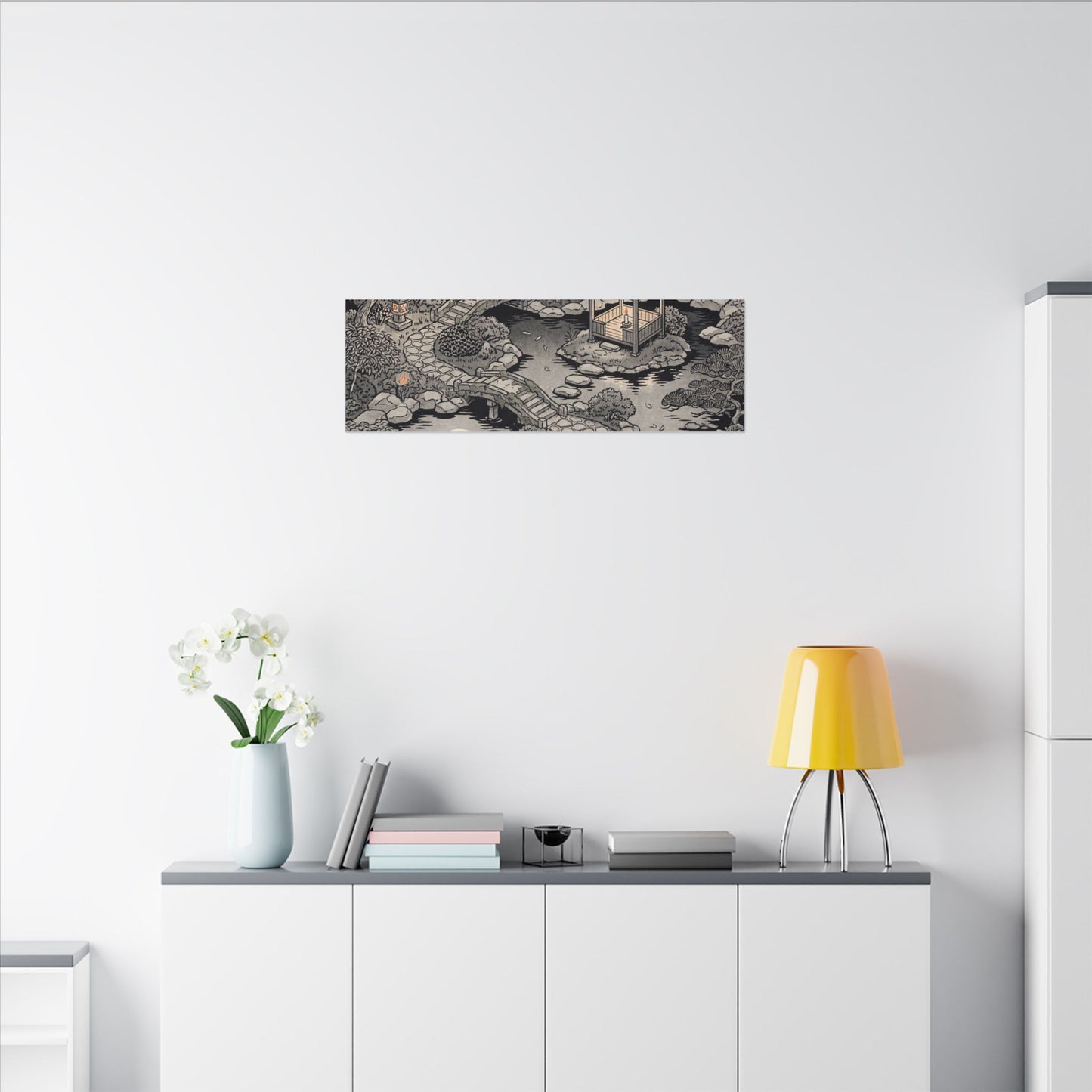Moonlit Garden Ukiyo E Inspired Canvas Art | Serene Zen Art