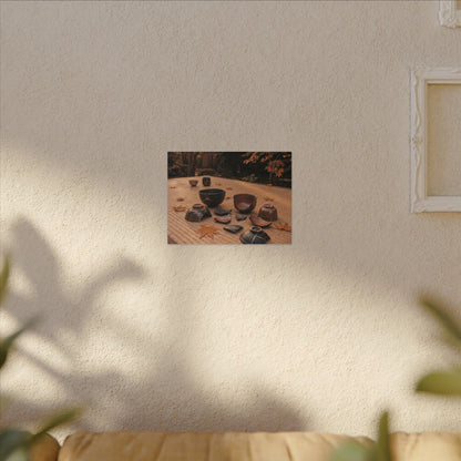 Golden Hour Tea Ceremony Canvas Art - Kintsugi Shibui
