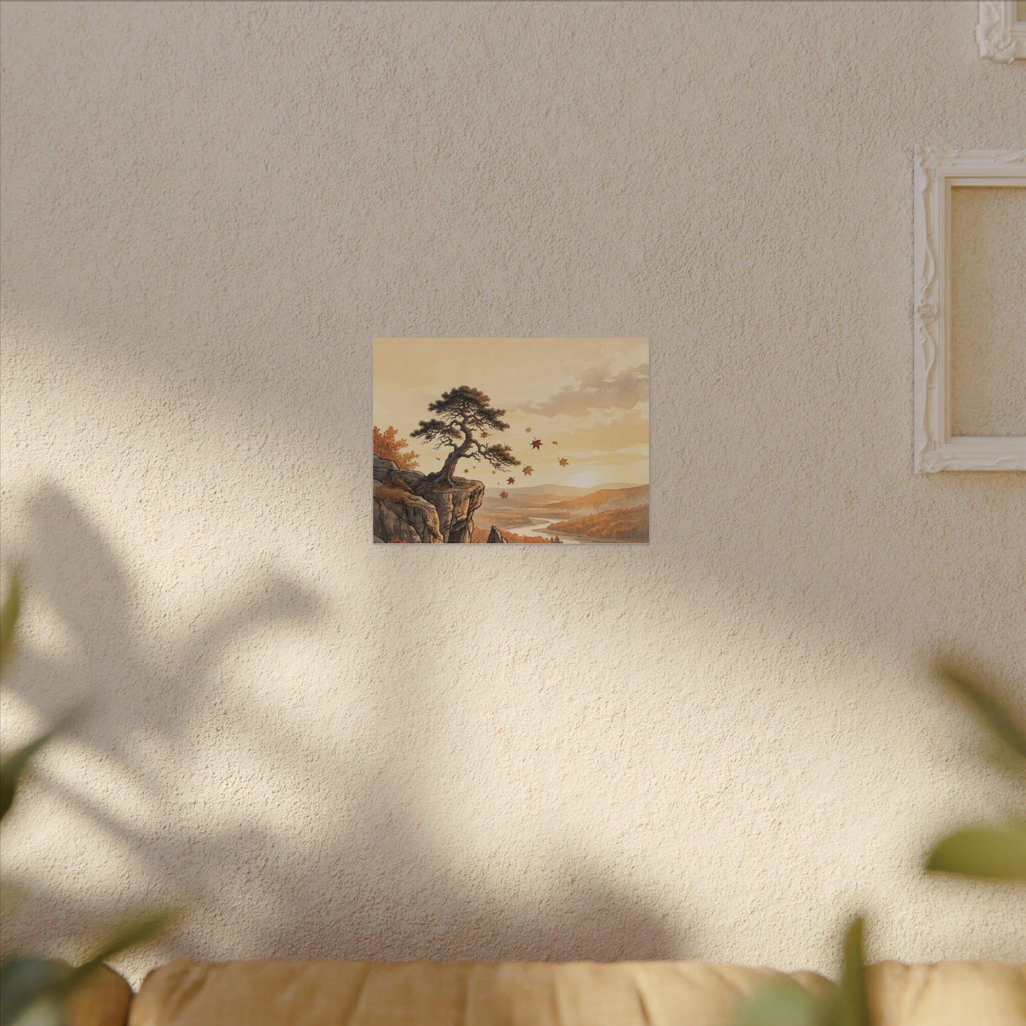 Pine Tree Autumn Canvas Art | Japandi Warm Design