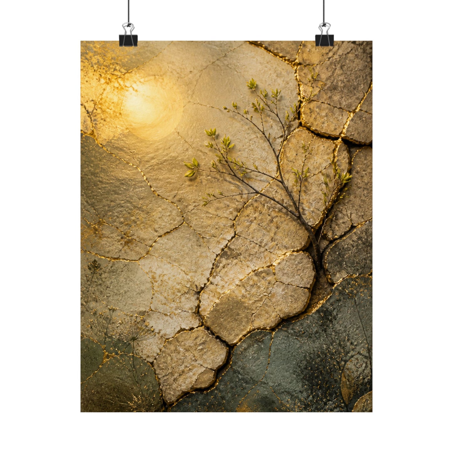 Cracked Earth Texture Wall Art Print | Earthy Japandi Art