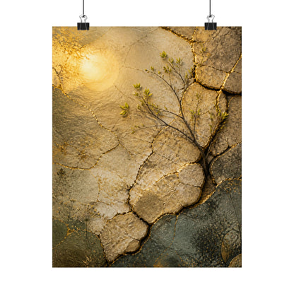 Cracked Earth Texture Wall Art Print | Earthy Japandi Art