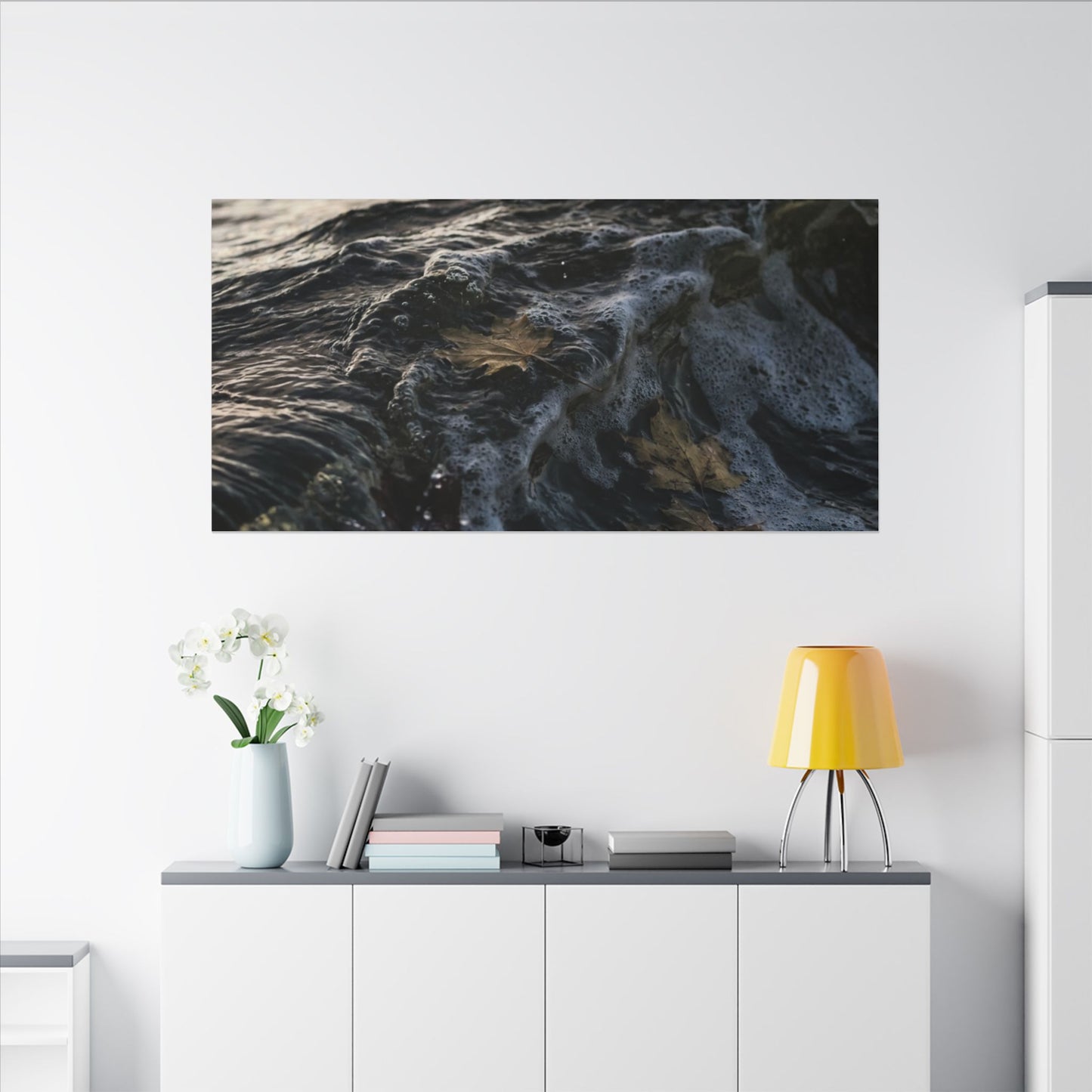 Dark Japandi Ocean Wave in Dawn | Moody Minimal Canvas Art