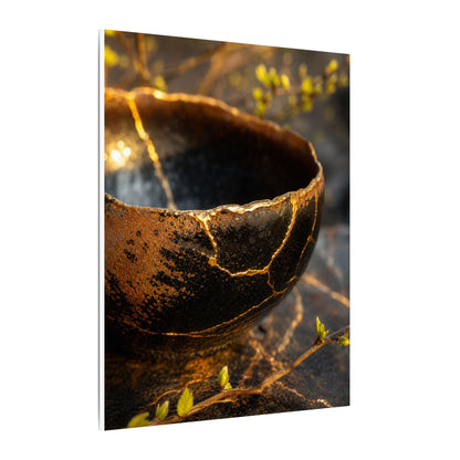 Kintsugi Ceramic Bowl in Golden Hour | Gold Vein Canvas Art
