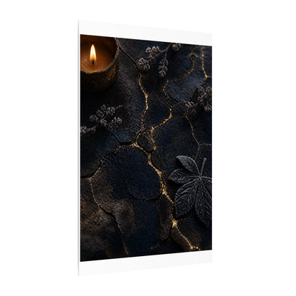 Candlelight Cracked Earth Canvas Art - Dark Japandi Ma