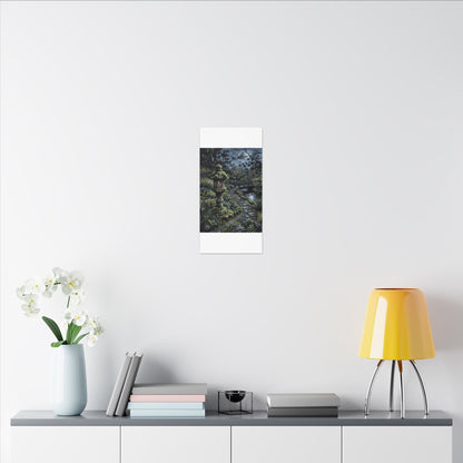 Japandi Stone Lantern in Moonlight | Texture Canvas Art