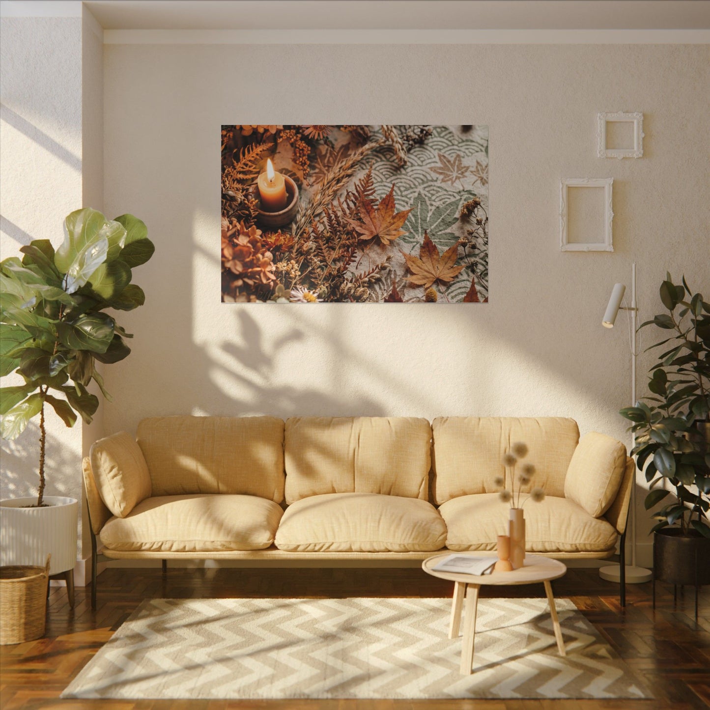 Candlelight Dried Flowers Canvas Art - Japandi Seijaku
