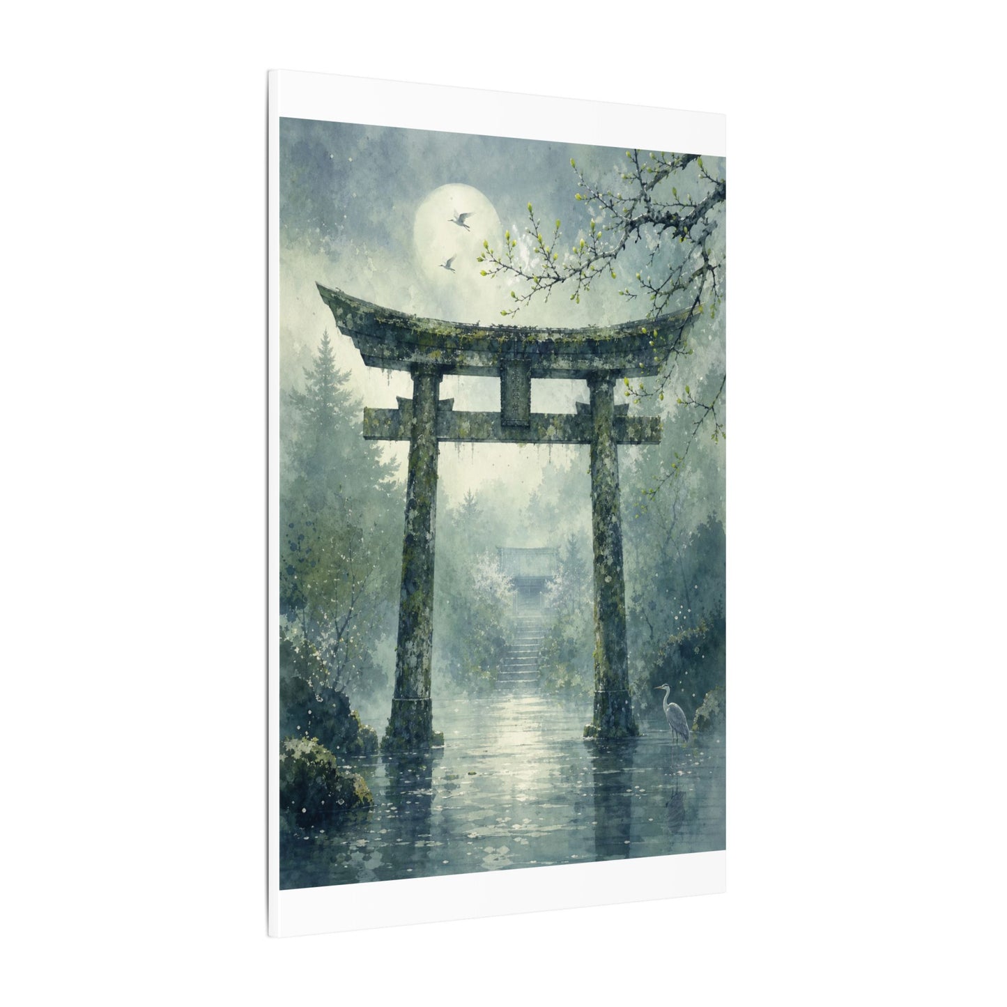 Earthy Torii Gate Canvas Art - Watercolor Japandi