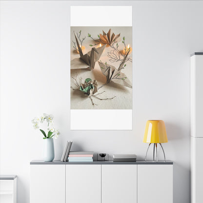 Paper Fold Spring Canvas Art | Japandi Earthy Design