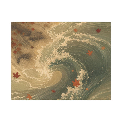 Japandi Ocean Wave in Candlelight | Japanese Pattern Canvas Art
