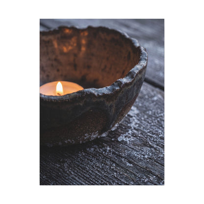 Atmospheric Ceramic Bowl Canvas Art - Moody Minimal Dark Japandi